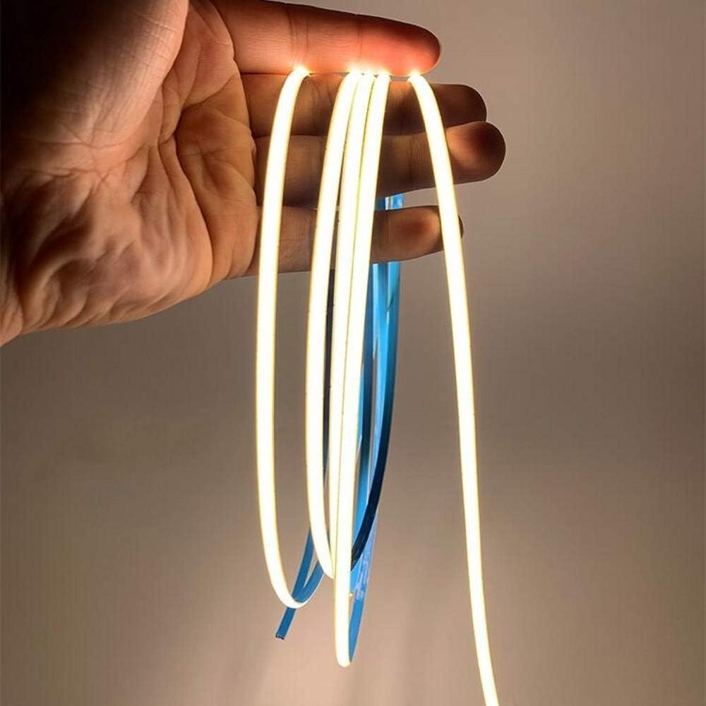 DC12v LED Strip Lighting,5mm width 6.6ft/2m Night Light, 480LEDs/M Uniform Glow COB Bendable Tape Light, Cutting Designed Rope Light, Flexible