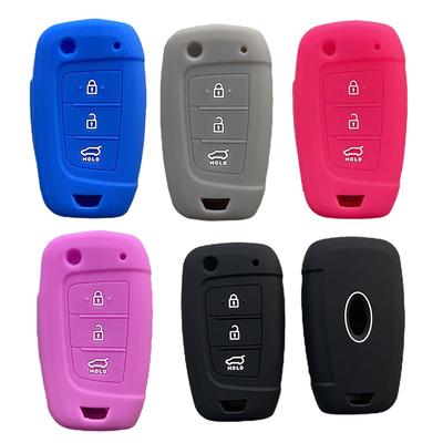 3 Buttons Silicone Car Key Cover Case Protector for For Hyundai Solaris 2 Elantra I30 I35 I40 Tucson Kona Flip Remote Keychain