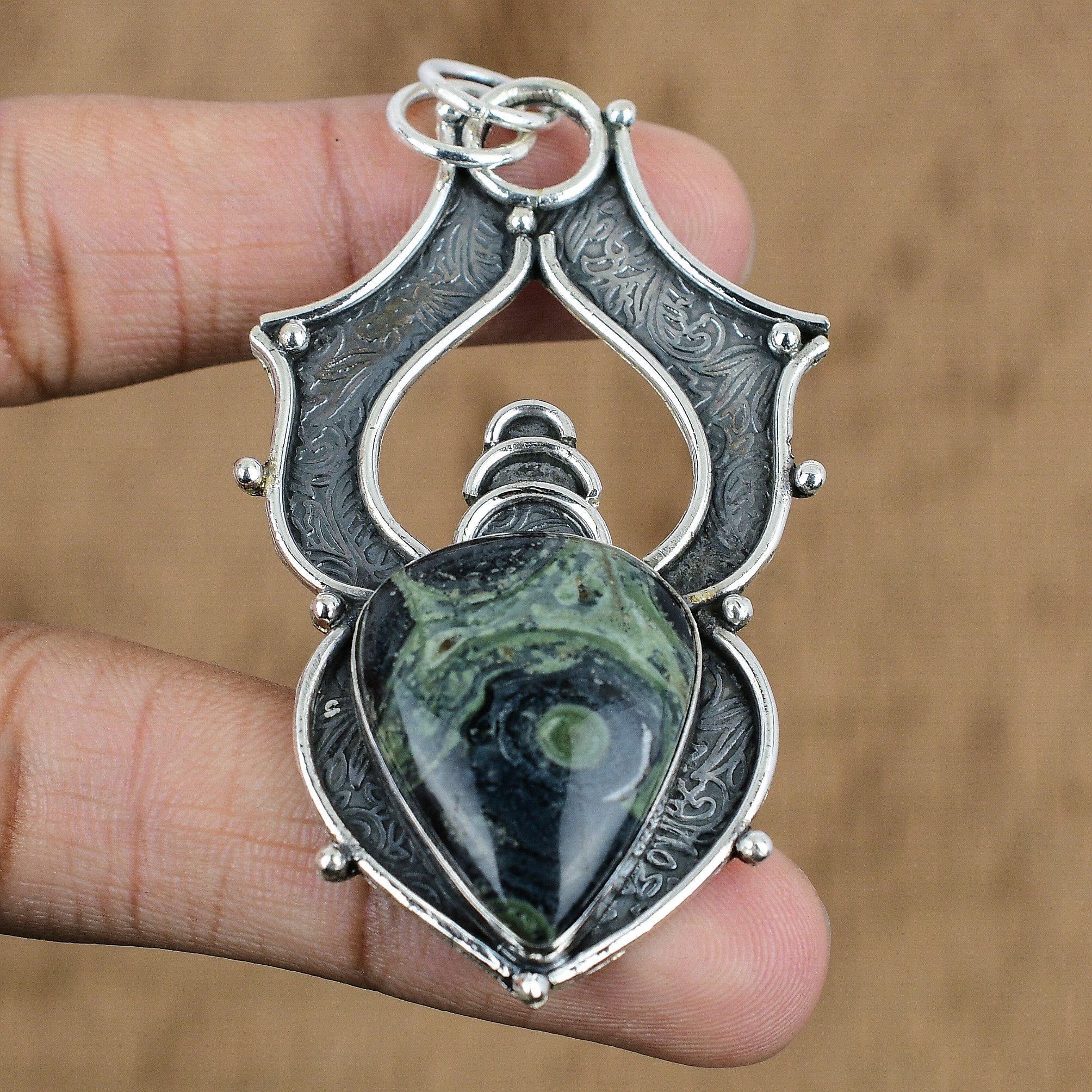 

Womens day Deal Natural Kambaba Jasper Wife Pendant Jewelry 925 Sterling Silver