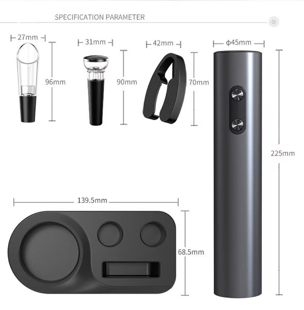 Set de tirbușon electric automat, spirală, vid, turnător, accesoriu pentru bar, 1,93 inch x 9, model elegant, 1 bucată