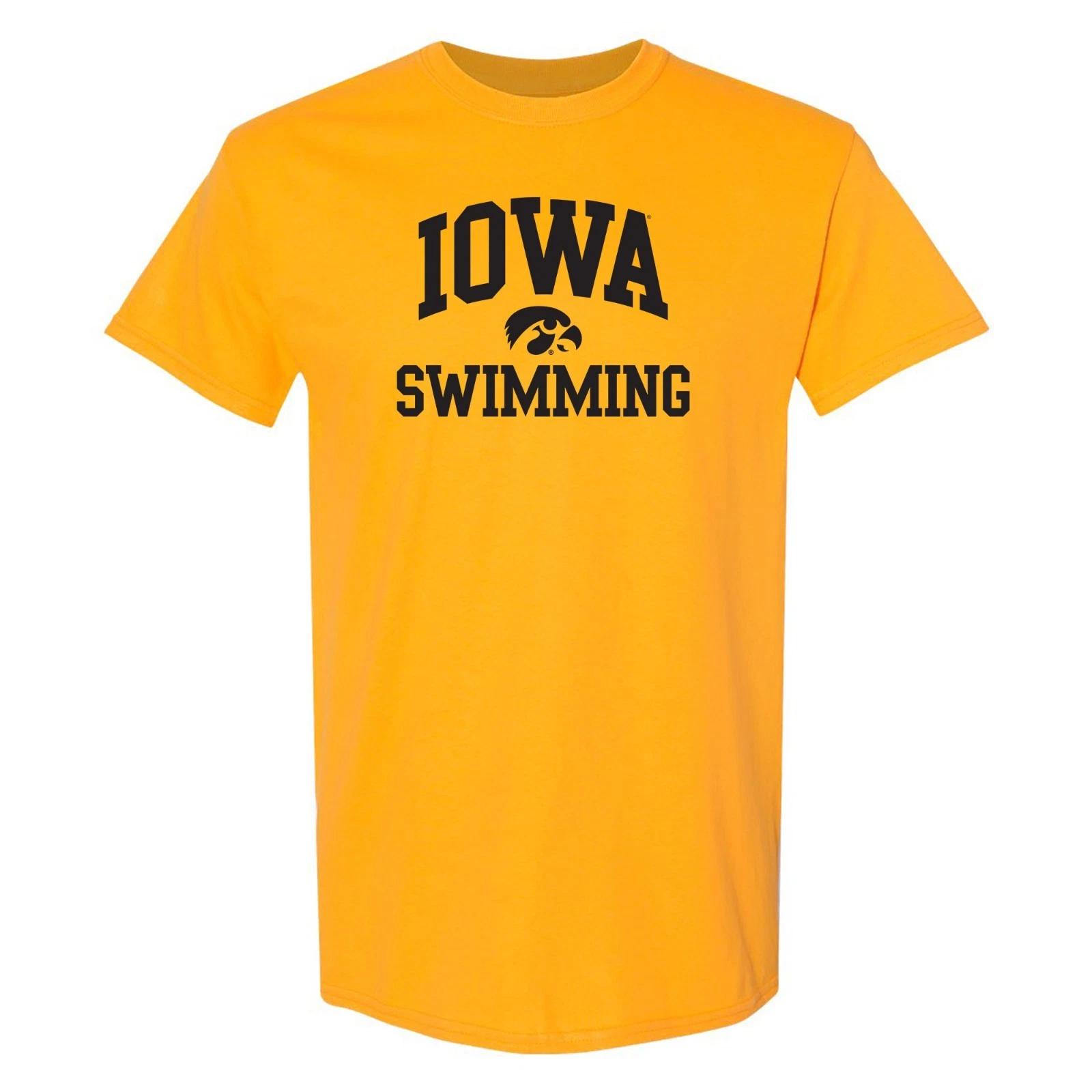 Iowa Hawkeyes Arch Logo Swimming T Shirt - Gold L