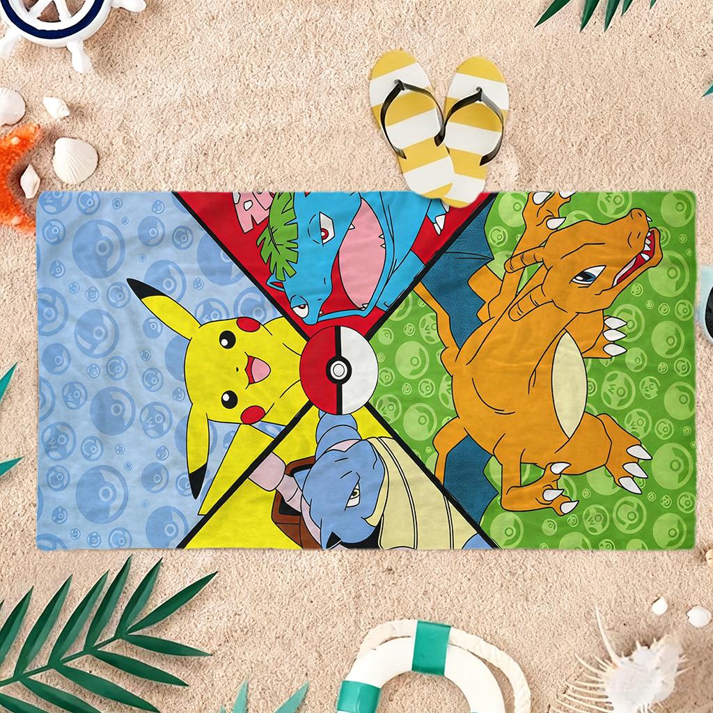 P-Pokémon Spirit Elements Beach Towel Quick-drying Suitable for Beach Vacation Pool Yoga Gym Home Cute Gift for Friends Families