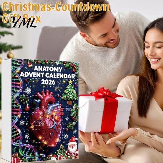 Innovative Gift Box 2026 Anatomy Advent Calendar, 24-Day Body Organ Ornament Set, Human Anatomical Blind Hanging Decor for Christmas Tree, Science