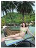 Fresh Green Sexy Bikini Set: Three-Piece Beach and Hot Spring Swimsuit, Perfect for Women with Fair Skin and Small Bust.
