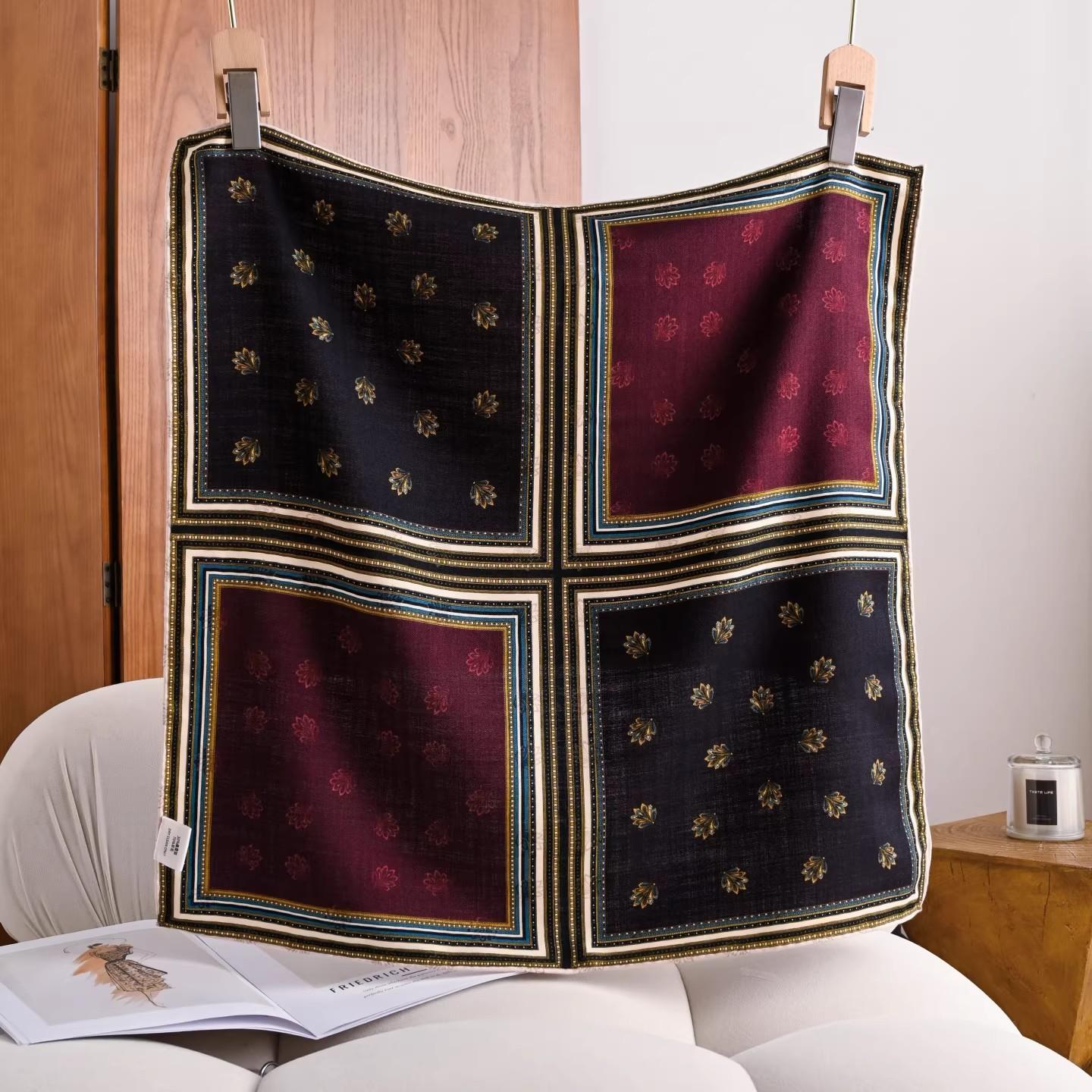 [Silk wool 63 square scarf] Versatile 2026 new mulberry silk wool scarf shawl double-sided silk scarf can be worn 63*63cm