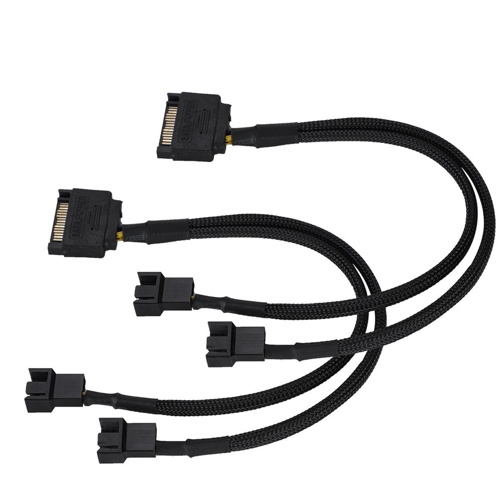 SATA 15Pin To 2*4Pin Cooling Fan Power Adapter Cable 2 Way Converter 22AWG Cable