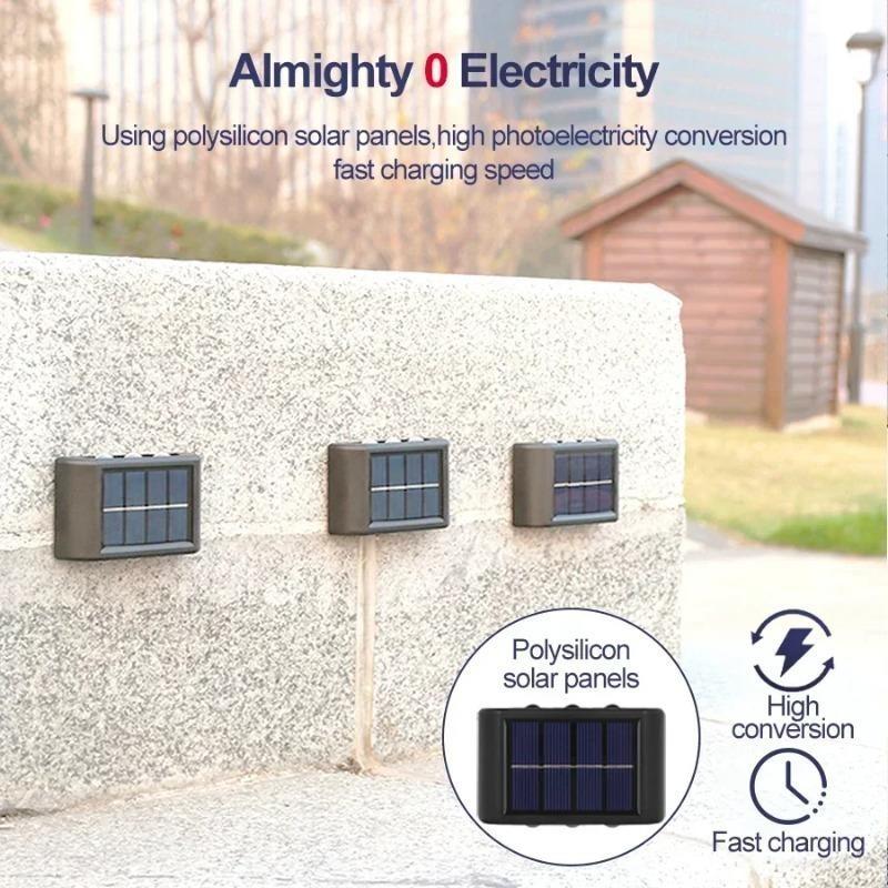 Solar Wall Lamp Outdoor Waterproof Up & Down Lighting Solar Fence Lights Solar Powered Garden Yard Decorative Wall Lights