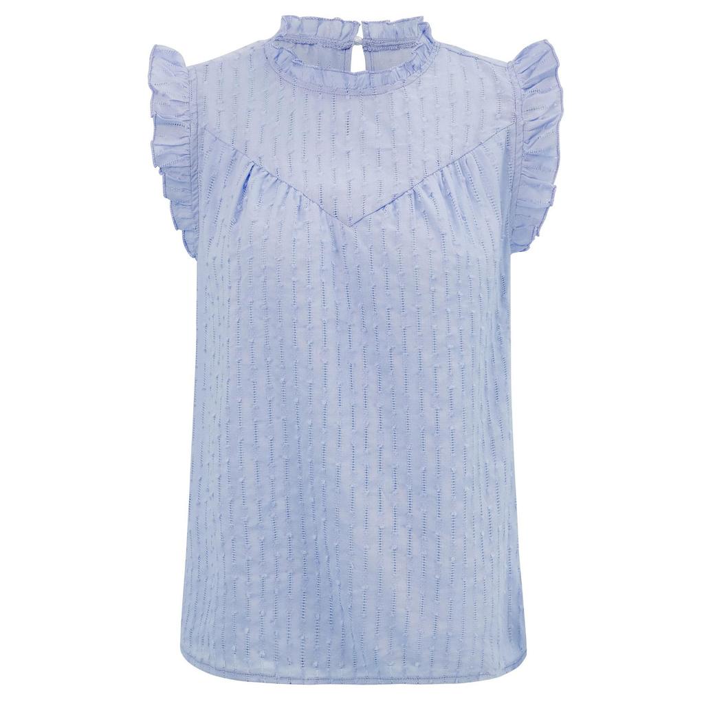 Summer Women's Solid Color Round Neck Small Fly Sleeve Slim Fit Top