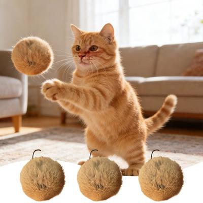 Flauschiger Ball Katzenspielzeug Weicher Flauschiger Katzenspielzeug Ball Waschbar Flauschiger Spaß Jagdball Beschäftigung