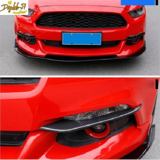 2pcs Carbon Fiber Front Fog Light Lamp Cover Trim For Ford Mustang 2015-2017