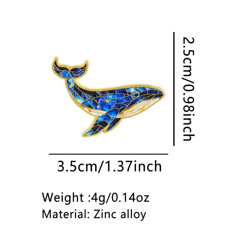 Enamel Whale Brooch Pins Colorful Mosaic Pattern Golden Edge Trim For Backpack Jackets Ocean Lover Gifts
