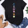 Maycaur T-shirt Dames Maan Planeet Print Mode T-shirts Casual Ronde Hals Korte Mouw Streetwear Dames T-shirt Vintage Tops