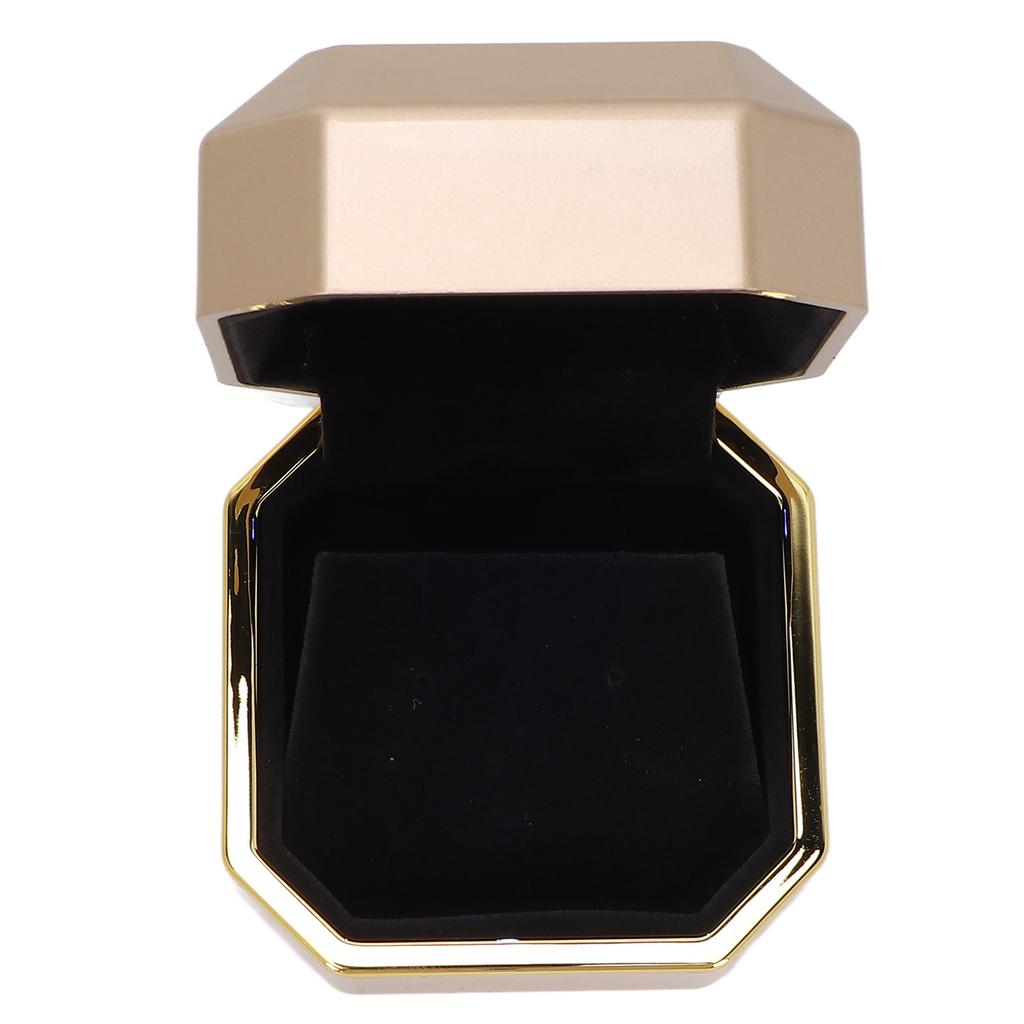 Ring Geschenkbox Elegant Schützend Kleine Schmuckaufbewahrung Display-Etui mit Licht für Antrag HochzeitGold