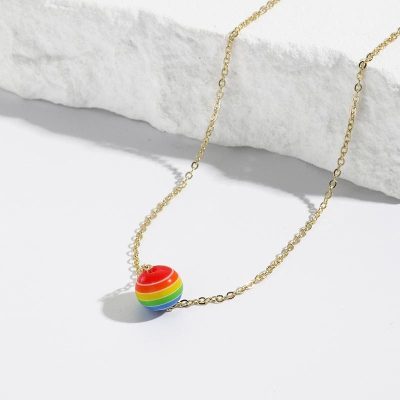 Fashion Rainbow Pendant Necklace Choker Neck Chain Elegant Clavicle Chain Handmade Beaded Necklace Statement Jewelry