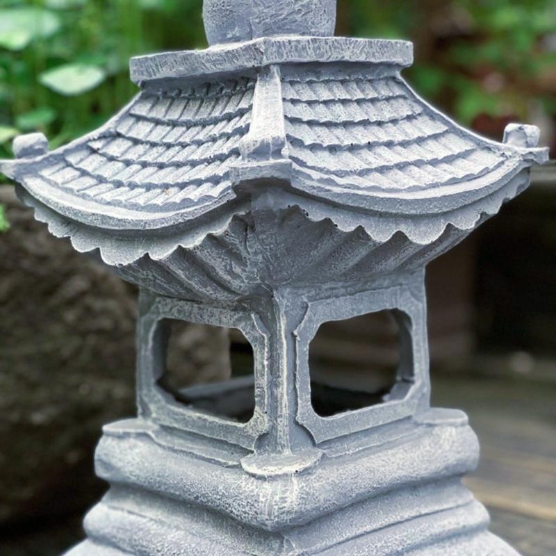 Decorative Solar for Palace Lamp Japanese Style Landscape Light Anti Deformed Garden Yard Resin Ornament Gift for Neighb