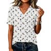 Women's Casual Short Sleeve V-Neck T-Shirt with Halloween Print