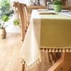 Nordic Style Jacquard Imitation Cotton Linen Tablecloth Embroidered Fringe Edge Dining Table Cloths Universal for All Seasons Taplak Meja Rectangular