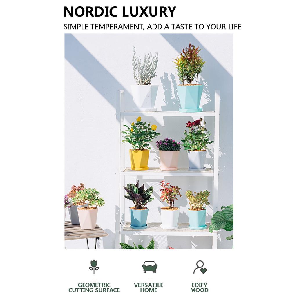 Lightweight Plastic Flower Pots Suitable For Indoor And Outdoor Plants, With Drainage Holes And Trays; Thickened Decorative Garden Flower Pots.