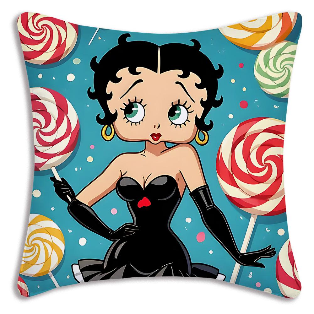Cute B-Bettys Girl Boops Pillow Covers Cartoon Sofa Decorative Home Double-sided Printing Short Plush Cute Cushion Cover