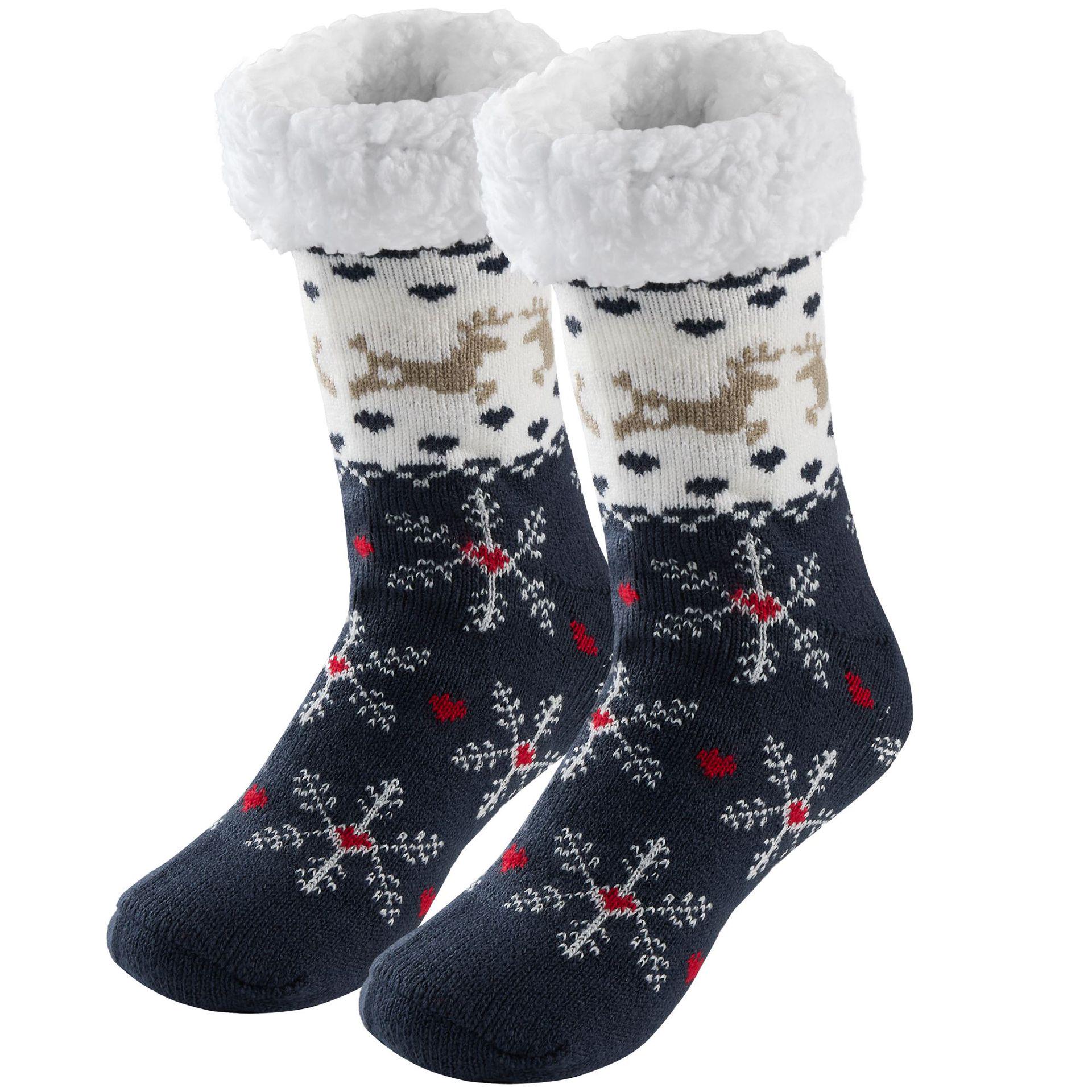 

Women s Fleece-Lined Christmas Stockings: Winter Floor & Sleep Socks One Size