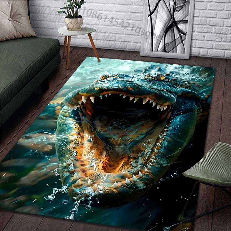 1PC Crocodile Open Mouth Water Print Carpet Rug for Living Room Bedroom Sofa Doormat Home Decor Non-slip Floor Mat