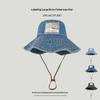 1pc Large Brim Denim Bucket Hats for Women,Retro Washed Sunshade Visors Fishing  Hats Outdoor Windproof Sun Protection Basin Cap