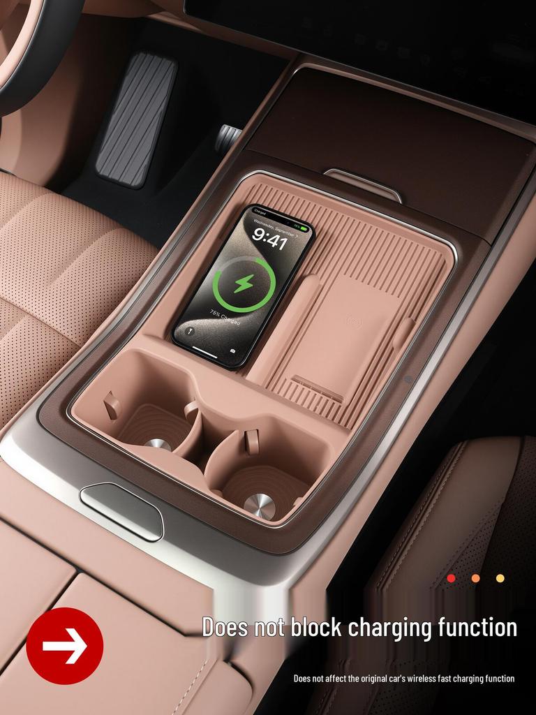 L90 Center Console Cup Holder Wireless Charger & Protective Mat for Car Interior