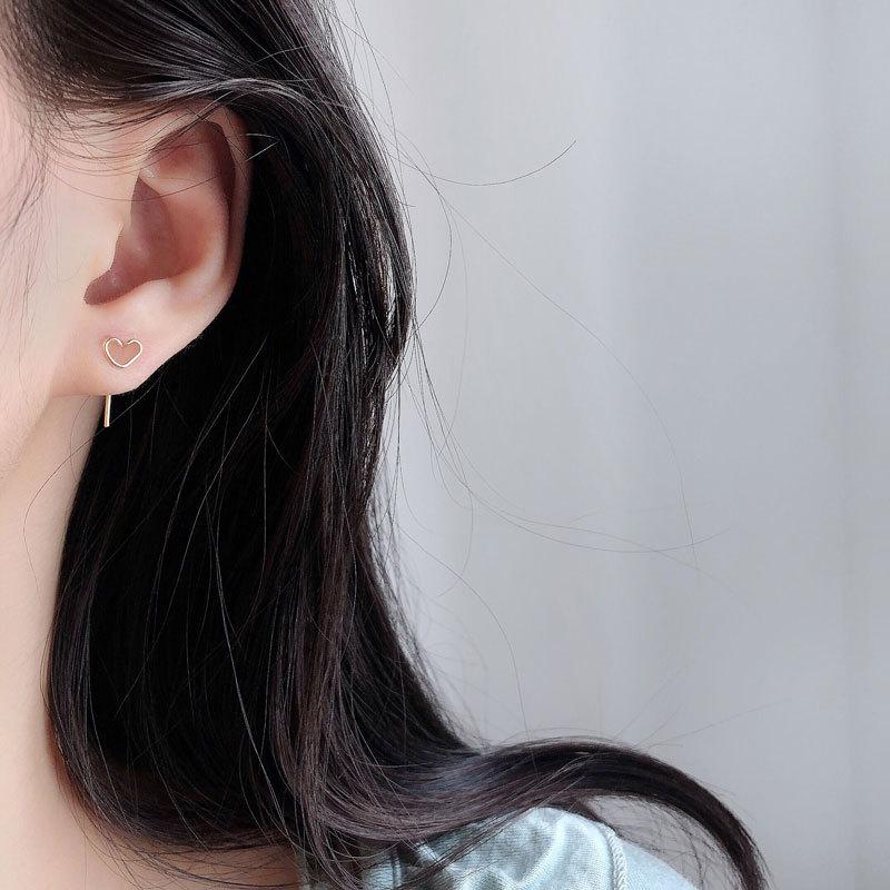 Heart-shaped Love-opened Earrings Simple and Versatile Personality Cold Style Earrings Student Creative Trend