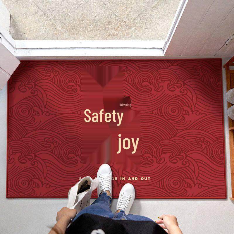 Festive Red Water-Absorbent Entrance Doormat - Dirt-Resistant Hallway Carpet Default