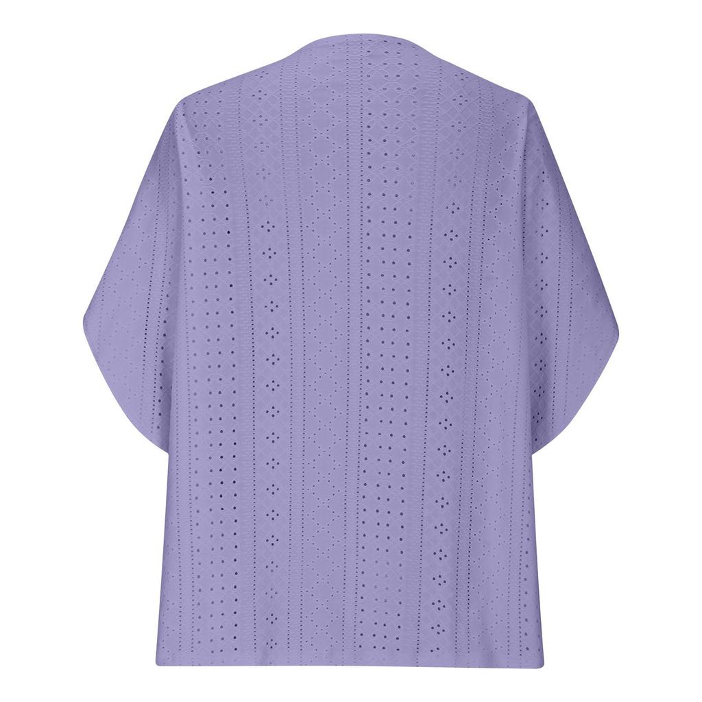 Dámský ležérní módní tenký volný kardiganový kabátek s pětičtvrtečními rukávy a jednobarevným provedením