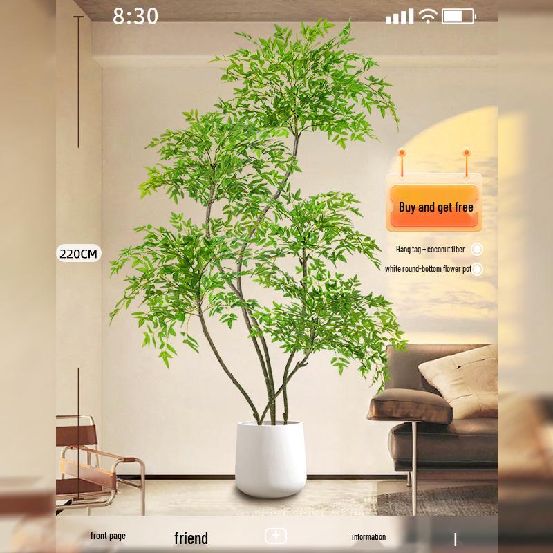 Nandina Luxus Kunstbaum - Dekorative Bionische Grüne Pflanze für Innenräume mit Seidenblumen für die Wohnzimmer-Landschaftsgestaltung.