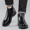 Zimowe Czarne Skórzane Buty dla Mężczyzn Buty Ciepłe Buty na Zamek Męskie Buty Biznesowe Codzienne Wysokie Buty Mężczyzna Kostki Okrągły Nosek