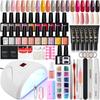 PHOENIXY Gel Nail Polish Varnish Kit with 36W Nail Dryer Lamp Poly Extension Gel Nail Art Manicure Tools Soak-off UV LED Gel Set