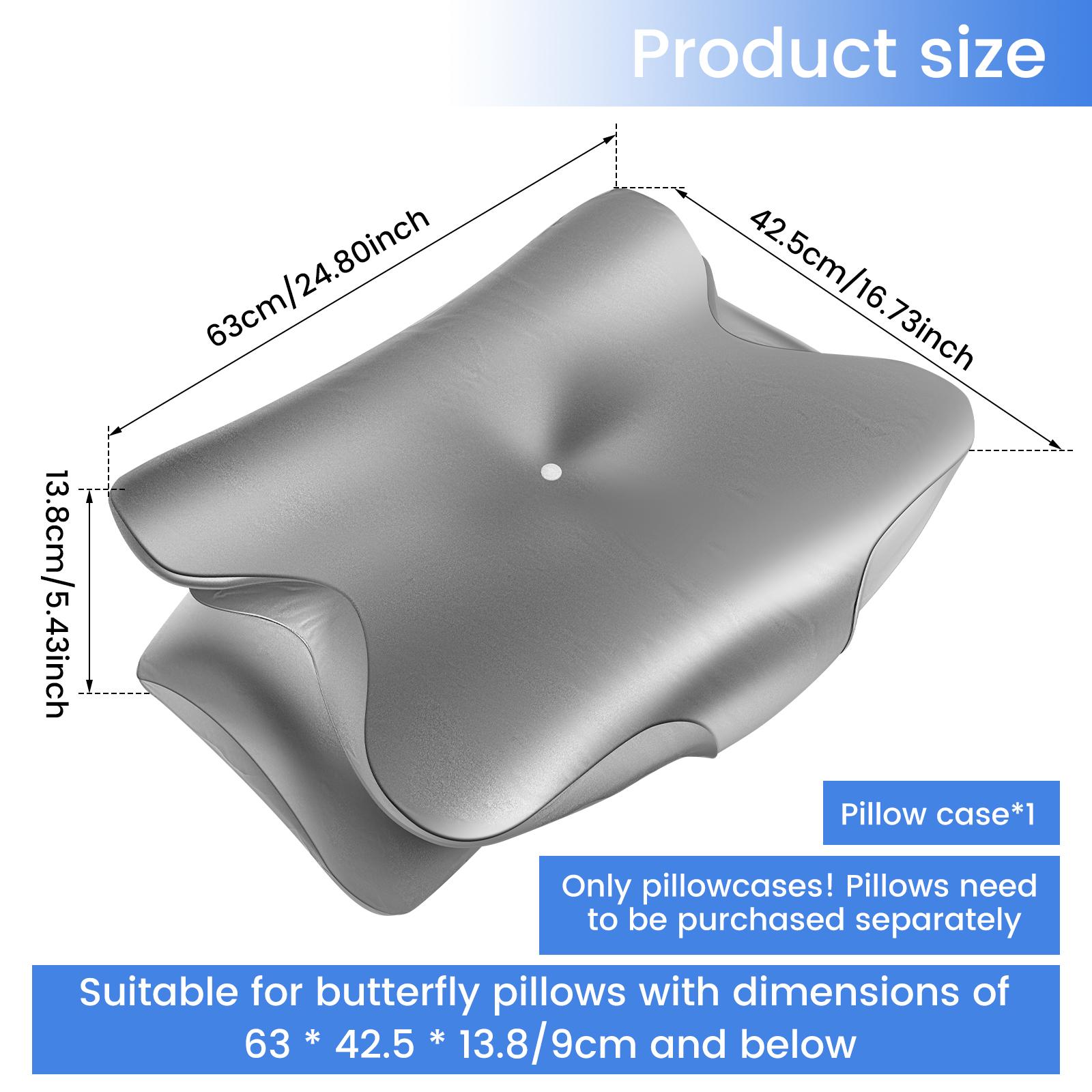 

Butterfly Shaped Pillowcase Imitation Silk Cervical Neck Pillow Cover with Zipper Smooth Comfortable Contour Pillow Case Cover 1Pc серый