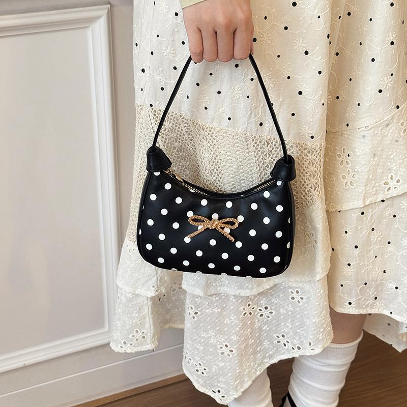 Girls' Underarm Bag - Knitted Bow Embroidered Children's Handbag - Coin and Accessory Bag