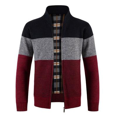 Cardigan Sweater Jacket Korean Style Autumn and Winter Color Zipper Jacket Men's Top