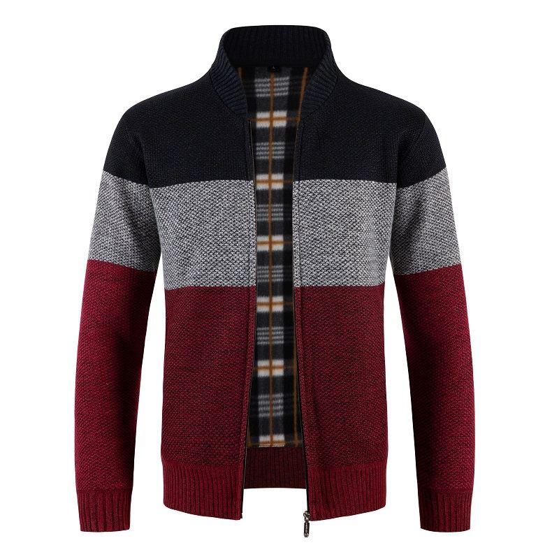 Cardigan Sweater Jacket Korean Style Autumn and Winter Color Zipper Jacket Men's Top