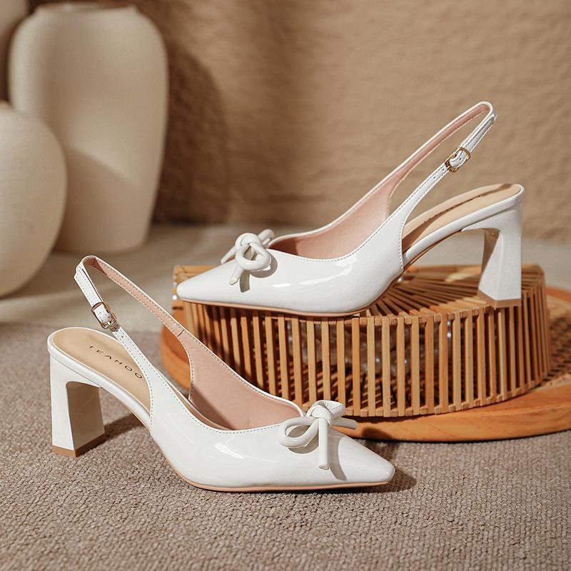 2025 Summer New Little Chic Women s Sandals - Toe-Covered Backless Bow Decor Chunky Heel Fashionable Versatile Elegant PartyDate Shoes XW-9612-2 39 абрикосовый 3360₽