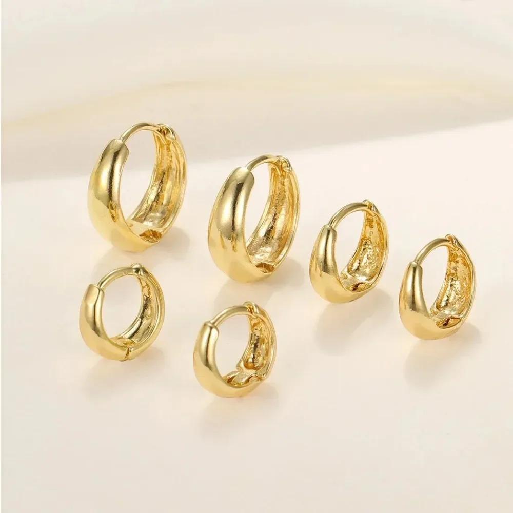6Pcs New Minimalist Copper Metal Hoop Earrings for Women Simple Circle Men's Small Earrings Punk Unisex Rock Piercing Jewelry