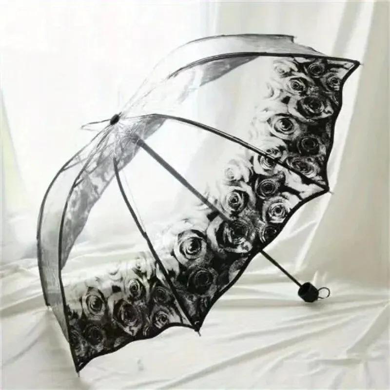 Новый Прозрачный Ретро Зонт с Волнистым Краем — фото 3
