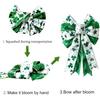 St. Patrick's Day Bow Large White Green Glitter Shamrock Bow Irish Holiday