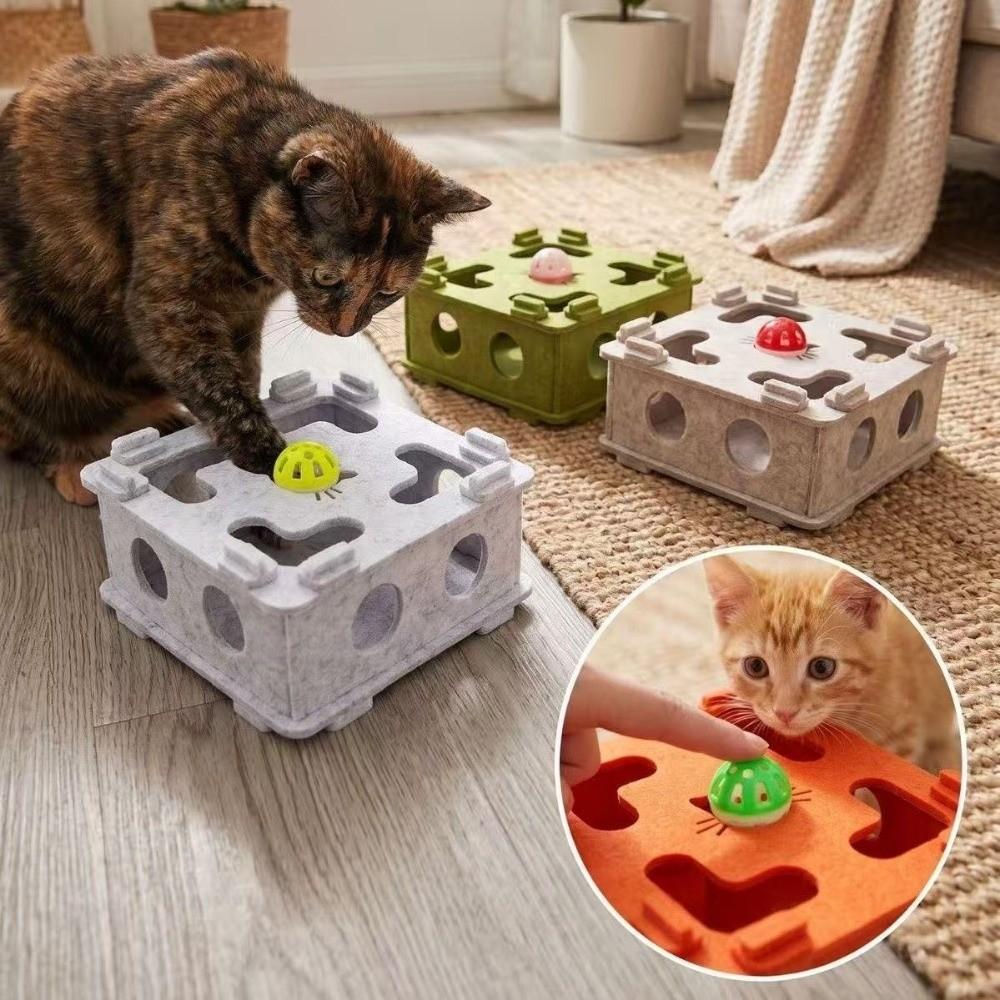 Bite Resistant Cat Maze Play Box Felt Cat Teaser Box Funny Interactive Cat Toy Kitten