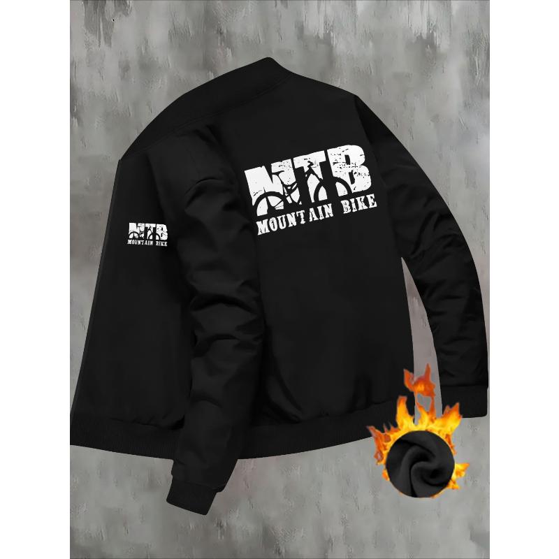 Solid Color Men s Fleece-Lined Baseball Jacket, Windproof Warm XXL чёрный