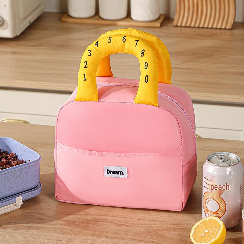 

Cute Insulated Color Block Lunch Bag – Portable, Thickened, Large Capacity Aluminum Foil Bento Bag for Work and School.