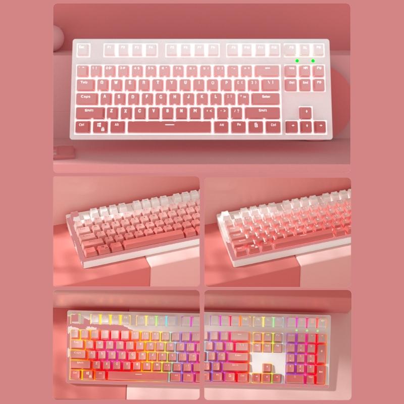 104 Keycaps Translucent Double-Shot PBT Keycaps Backlit ForCherry Mechanical Keyboard Hes 61 87 104 Compatible