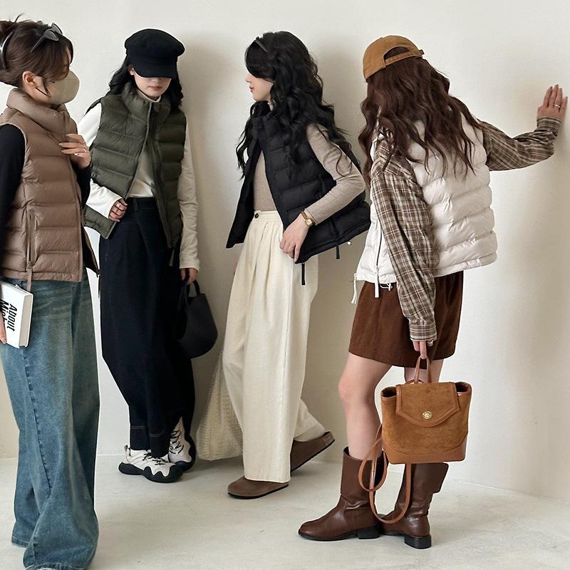 Light Down Cotton Vest Women's Wear Short Autumn and Winter New Vest Vest Vest Vest Stand-up Collar Vest Jacket