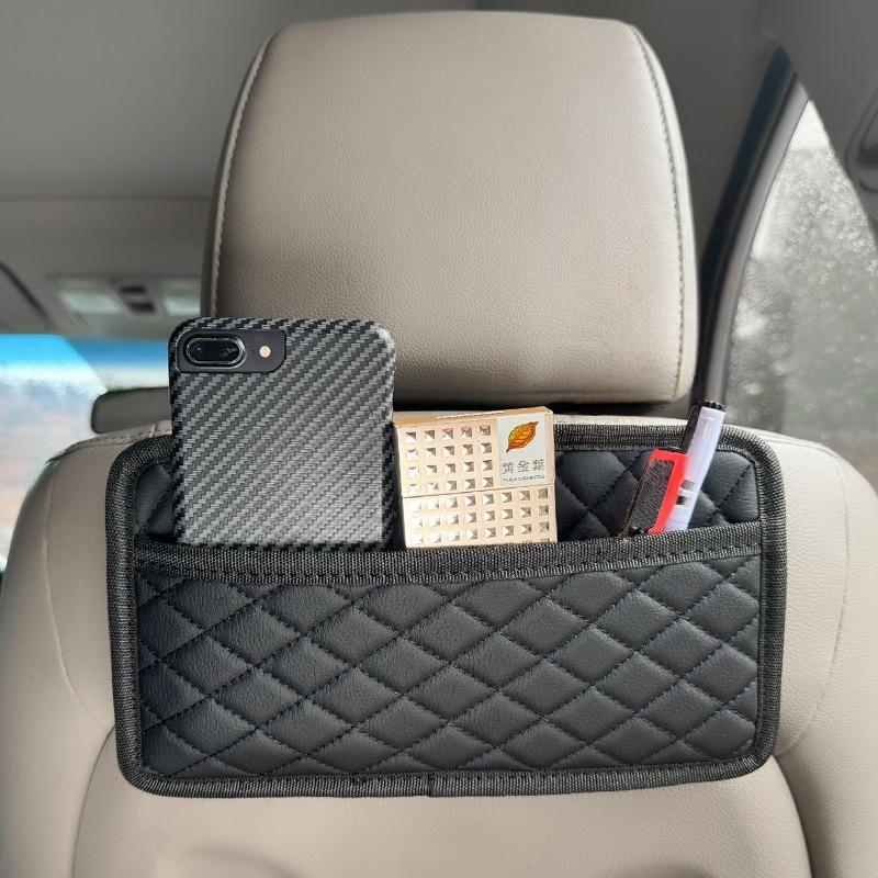 Faux Leather Car Organizers Pocket Bags For Car Storage Box Collecting Bag For Cards Phone Key Sticky Pouch In Car Interior