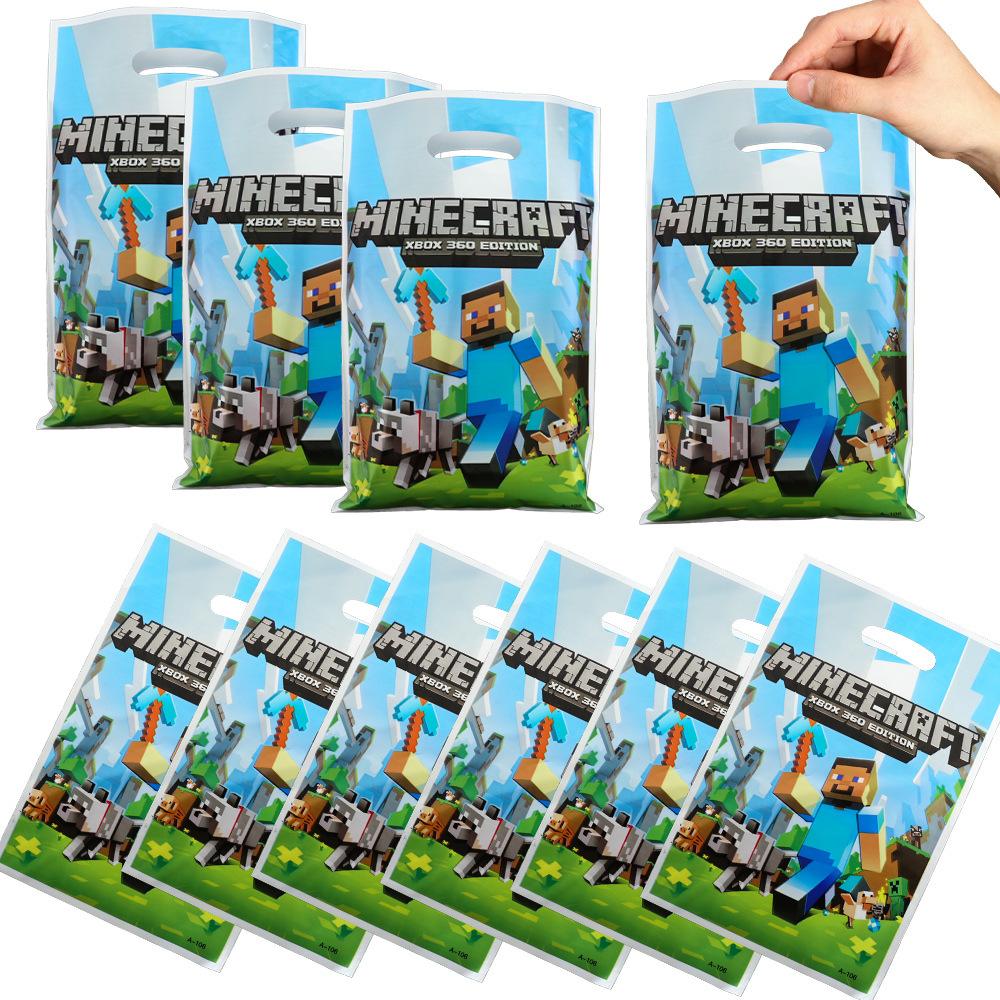 Minecraft Birthday Party Supplies Disposable Cutlery Paper Plates Paper Cups Paper Tissue Boy Decoration Children'S Fun