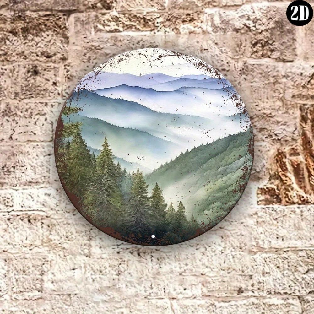 Shabby Chic Metal Wall Art Scenic Landscape Plaque Weatherproof Aluminum Sign Home Decor Gift for Christmas Halloween