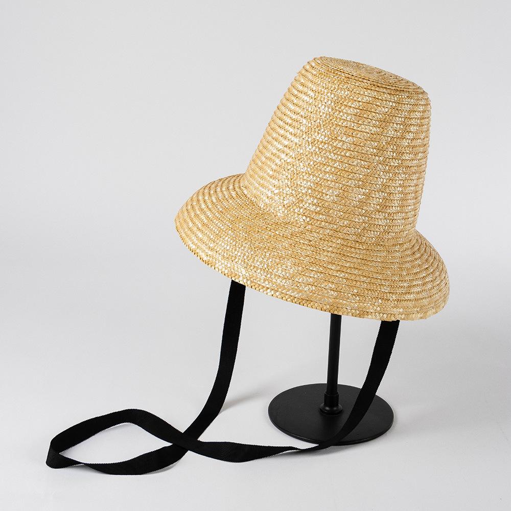 New Summer High Top Lace-up Wheat Straw Sun Hats for Women Versatile Natural Straw Hat Female Outdoor Travel Sunshade Beach Hat